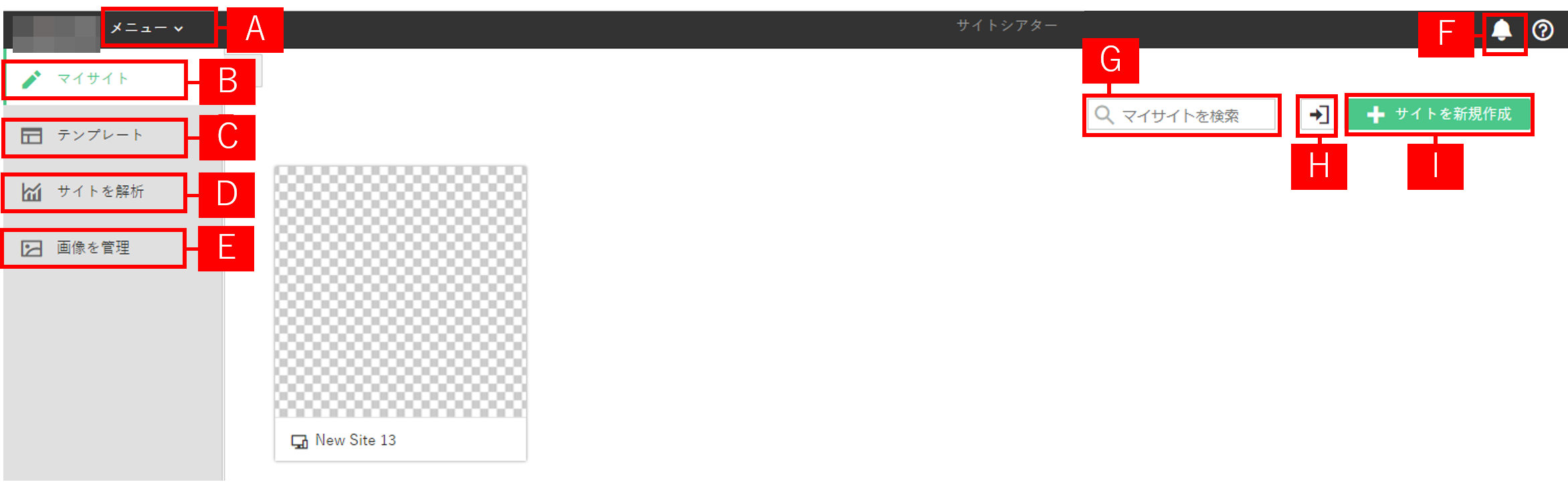 サイトシアターの画面概要